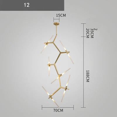 DecorBites™ Branch Suspension Pendant Light - Gold Black G9 LED Iron Glass Fixture