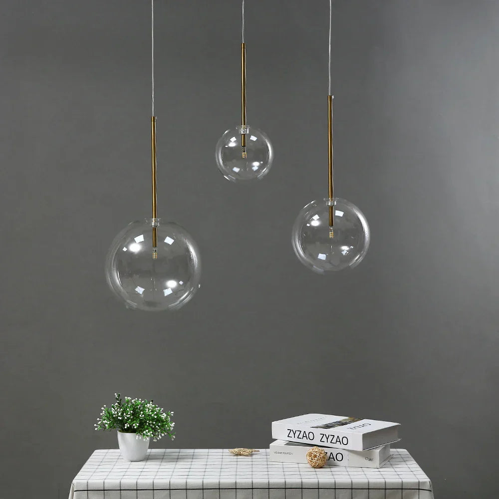 DecorBites™ Gold Glass Ball Pendant Lights for Dining Room and Kitchen
