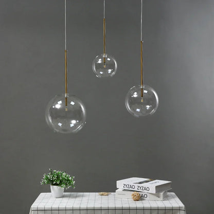 DecorBites™ Gold Glass Ball Pendant Lights for Dining Room and Kitchen