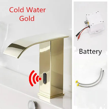 DecorBites™ Black Sensor Waterfall Basin Faucet - Automatic Touchless Hot Cold Water Mixer