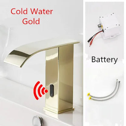 DecorBites™ Black Sensor Waterfall Basin Faucet - Automatic Touchless Hot Cold Water Mixer