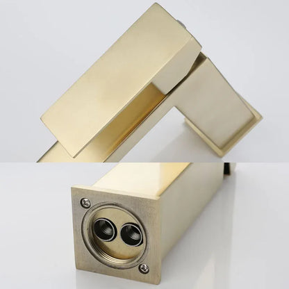 DecorBites™ Gold Stainless Steel Basin Faucet Deck Mounted Hot Cold Water Mixer