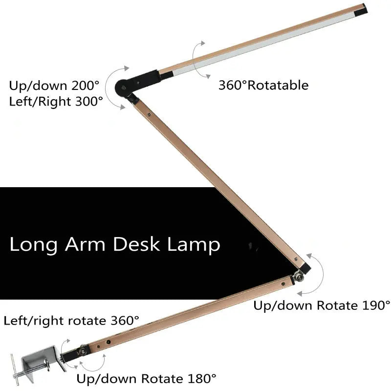 DecorBites™ Clip LED Desk Lamp with Touch Dimmer for Office and Reading
