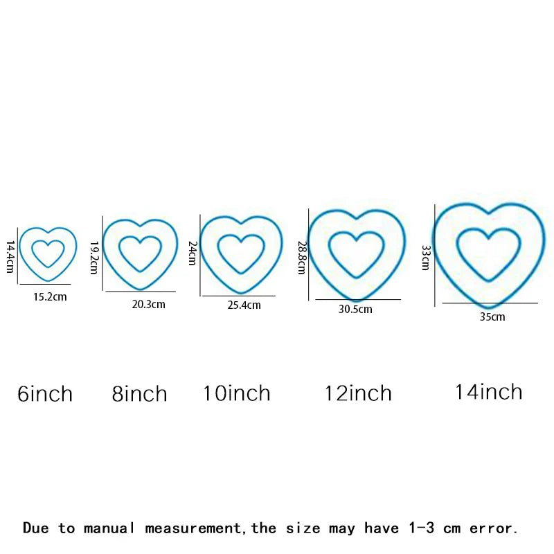 DecorBites™ Heart Cake Mold PET Plastic. Essential Baking Tools in 6/8/10/12/14inch Sizes