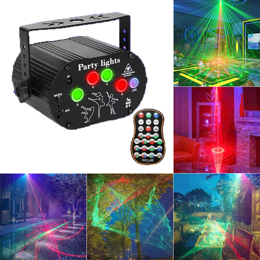 DecorBites™ Aurora Laser Light Projector: 60 Patterns Mini DJ Disco Stage Lighting