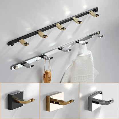 DecorBites™ Brass 5-Hook Robe Rack in Black Gold for Wall Mount Towel & Clothes Storage