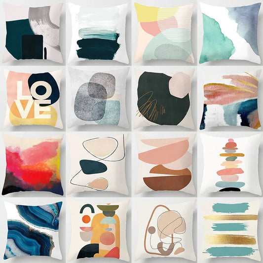 غطاء وسادة مطبوع عليه غرز هندسية من DecorBites™ - وسادة مكتب عصرية بسيطة