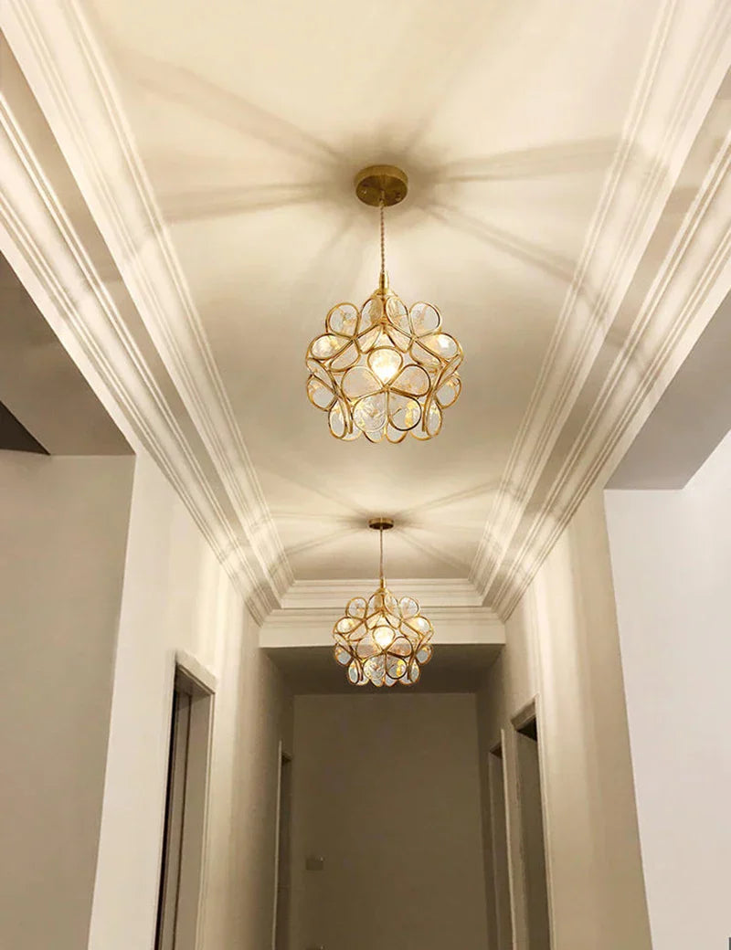 DecorBites™ Japanese Flower Glass Pendant Lights Modern LED Hanging Lamp