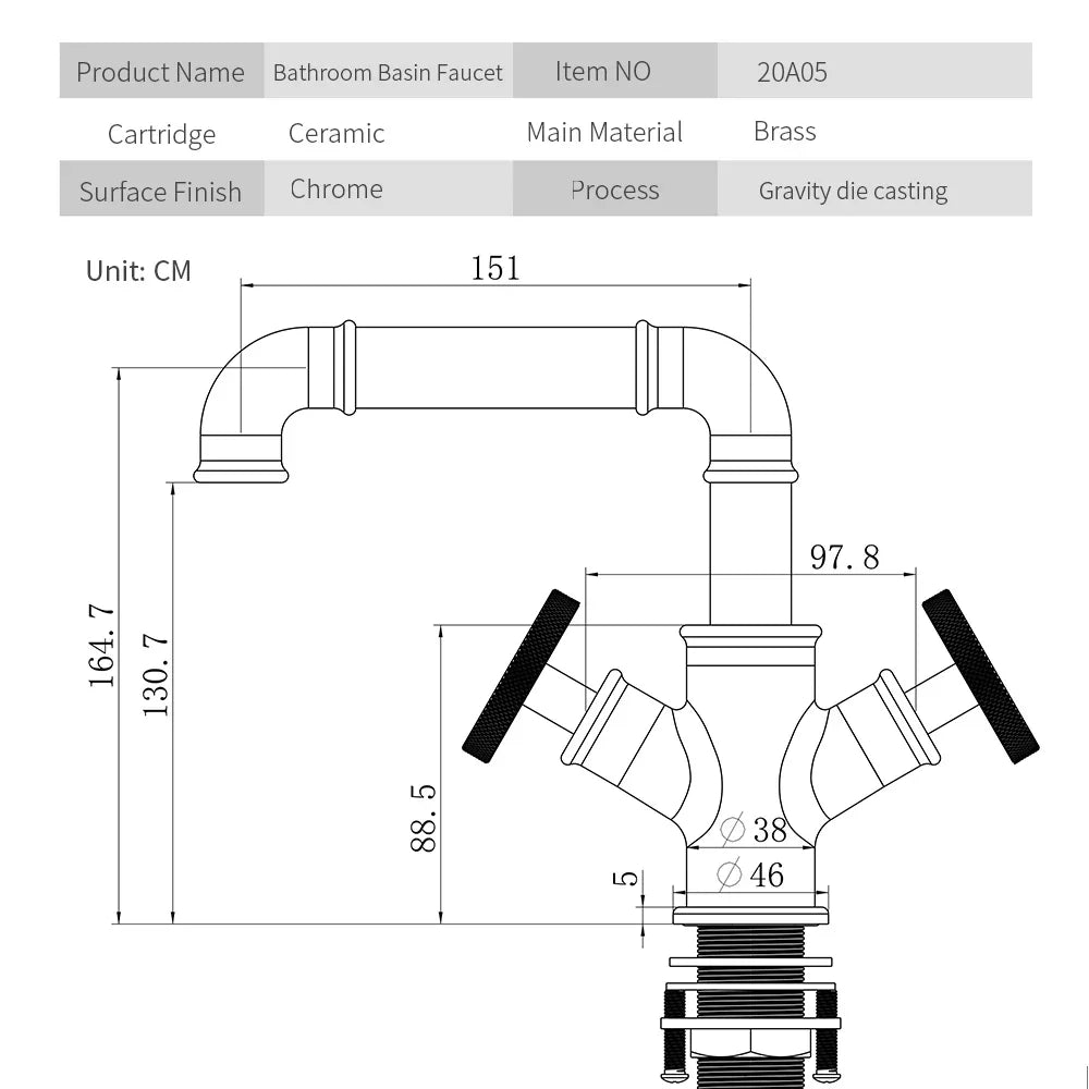 DecorBites™ Black Brass Bathroom Faucets Dual Handle Water Mixer Tap