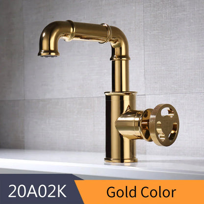 DecorBites™ Gold Brass Basin Faucet: Hot & Cold Water Mixer Tap for Modern Bathrooms