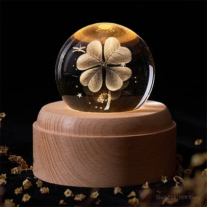 Lámpara de noche DecorBites™ Bola de Cristal con Caja de Música USB y Globo Terráqueo 3D