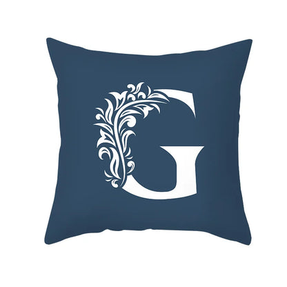 DecorBites™ Blue Letter Pillowcase Solid Color Fleece Sofa Cushion, 45x45CM