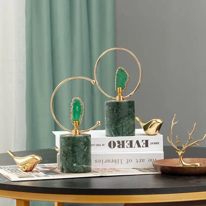 ديكوربايتس™ منحوتة فنية بقاعدة رخامية من عقيق الحرف اليدوية لخزانة الكتب في غرفة المعيشة