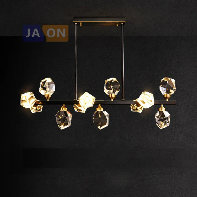 DecorBites™ Black Crystal Copper LED Chandelier - Art Deco Hanging Lamp for Dinning Room