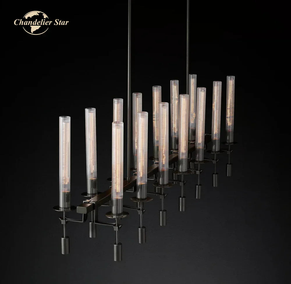 DecorBites™ Glass LED Linear Chandelier for Dining & Living Room, Kitchen Island Lighting