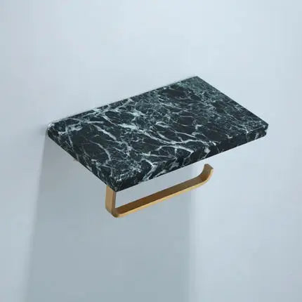 DecorBites™ Brass Marble Toilet Paper Holder Nordic Brushed Gold Bathroom Tissue Shelf