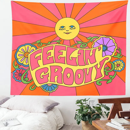 Decobites Sunshine Boho Tapestry - Colorful Psychedelic Wall Hanging, Bedroom & Living Room Decor