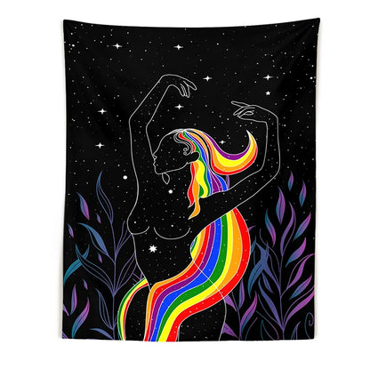 Decobites Moon Woman Tapestry: Psychedelic Art Wall Hanging for Boho Decor