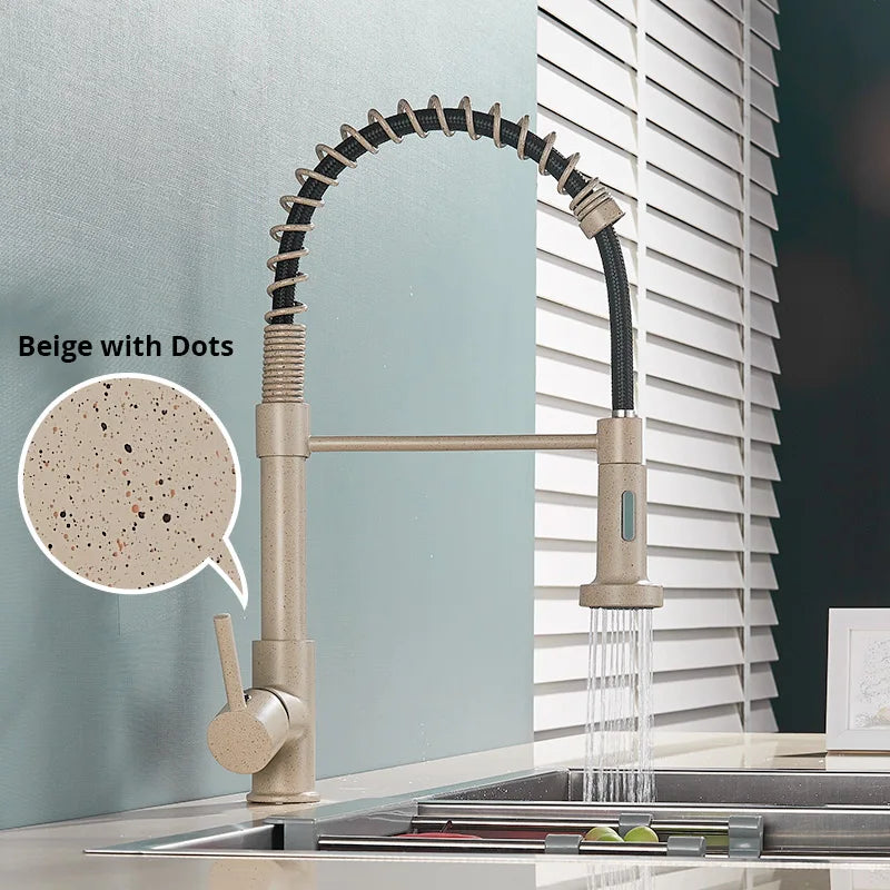 Grifo de cocina extraíble DecorBites™ de níquel cepillado - Mezclador de agua fría y caliente con rotación de 360°