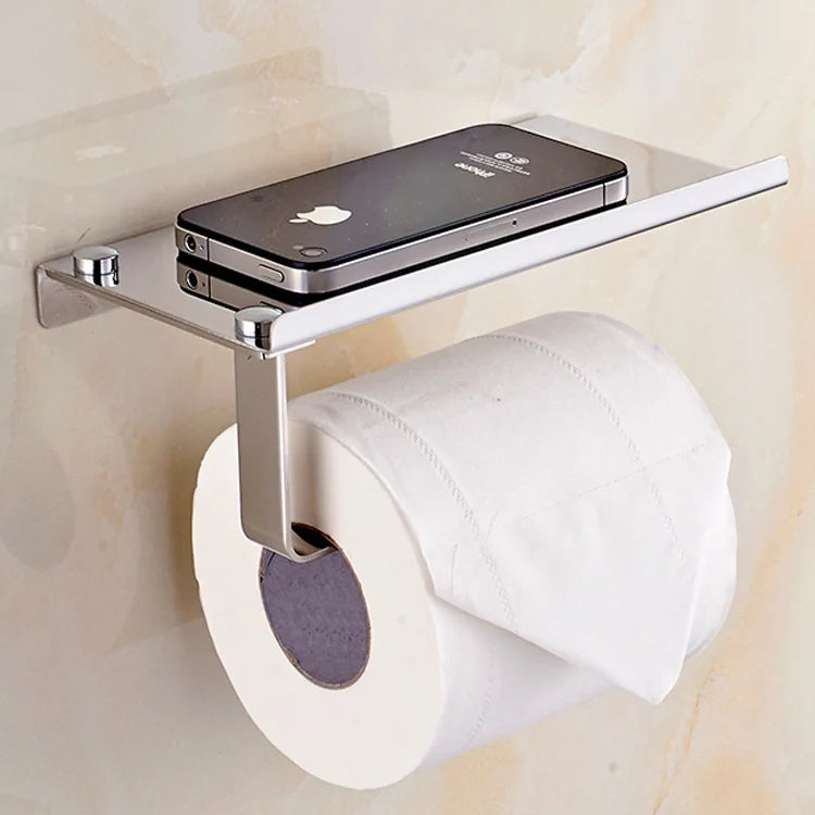 DecorBites™ Bathroom Paper Phone Holder Shelf Towel Rack Toilet Tissue Box Silver Gold
