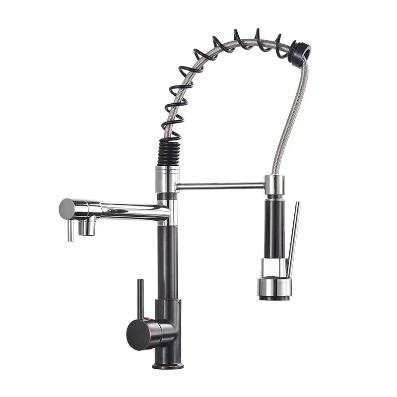 Grifo de cocina DecorBites™ de latón con caño giratorio de resorte y mezclador de agua fría y caliente