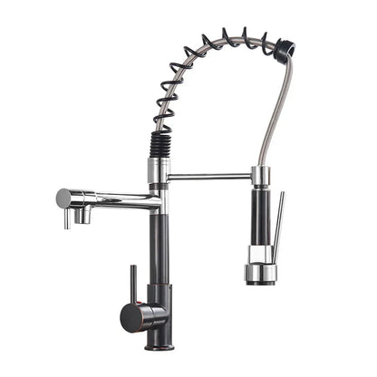 Grifo de cocina DecorBites™ de latón con caño giratorio de resorte y mezclador de agua fría y caliente