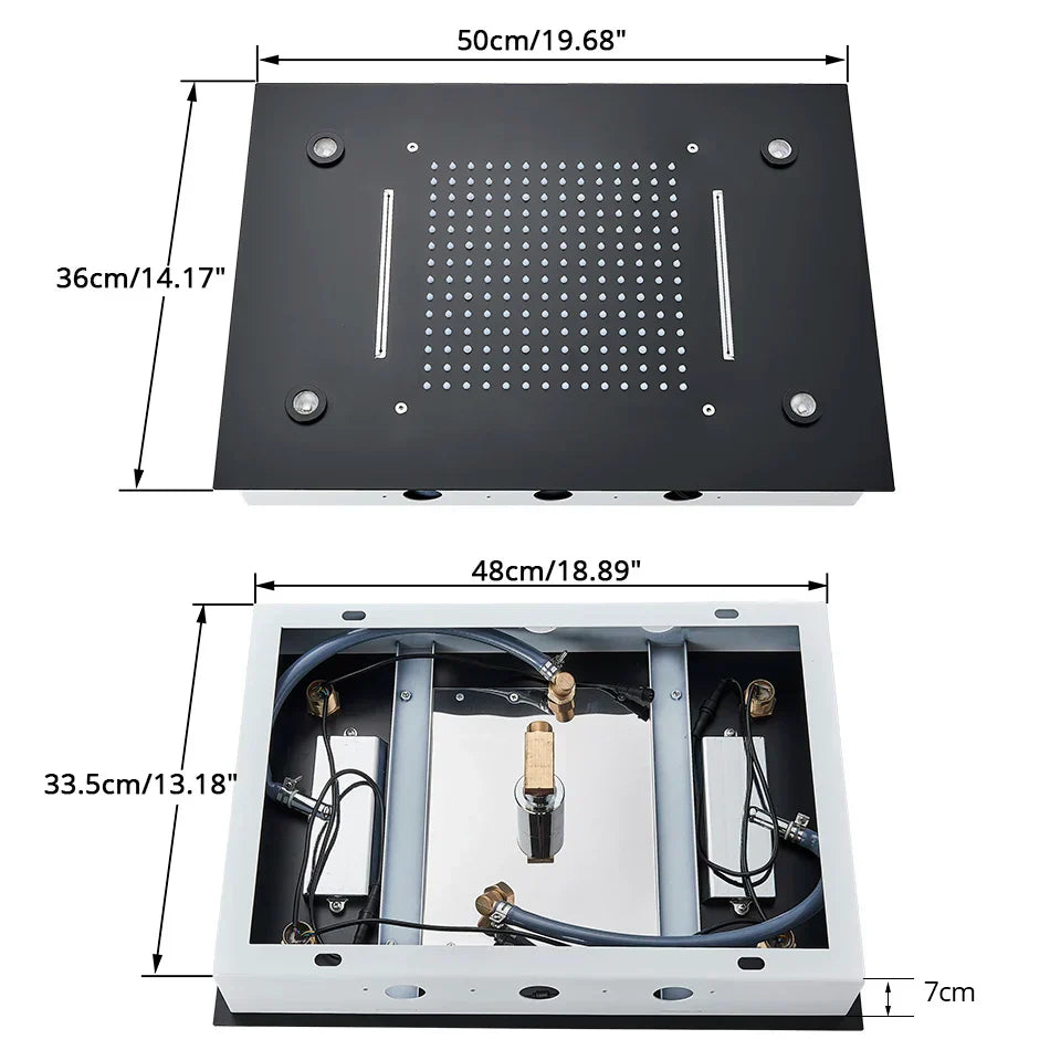 DecorBites™ LED Luxury Ceiling Embedded Shower Head Rainfall Colorful Bathroom Showers 304SUS