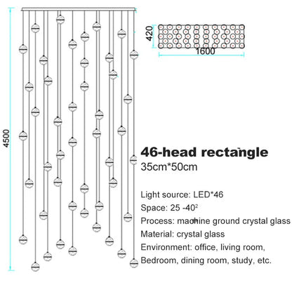 Lámpara de araña de bola de cristal DecorBites™: Iluminación elegante con efecto lluvia de meteoritos para restaurantes, bares y hogares