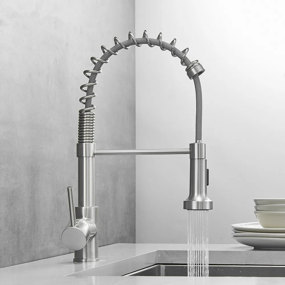 DecorBites™ Kitchen Faucet: Nickel Sink Mixer, Chrome Vanity Tap, Rotating Faucet for Modern Homes