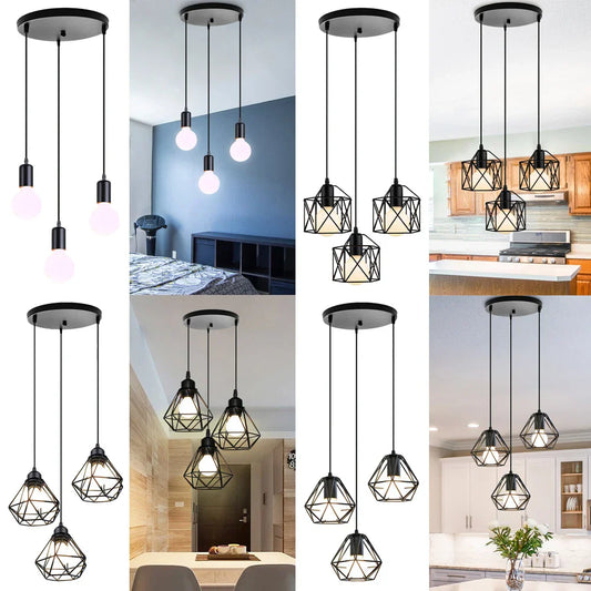 DecorBites™ Cage Pendant Light: Modern Nordic Vintage Retro Loft Industrial Metal Hanging Fixture