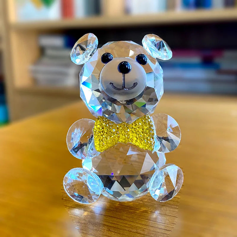 DecorBites™ Clear Crystal Teddy Bear Figurines - Glass Animal Paperweight & Home Decor