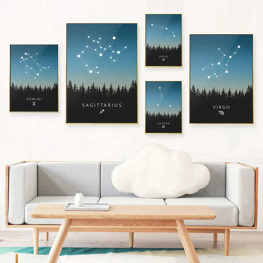 DecorBites™ Leo Cancer Zodiac Canvas Art Nordic Prints for Kids Room Home Decor
