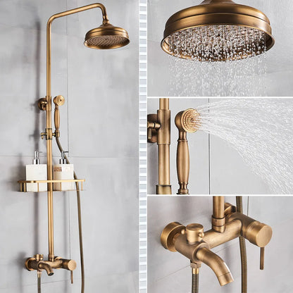 DecorBites™ Brass Shower Set with 8" Rainfall Head and Hand Sprayer