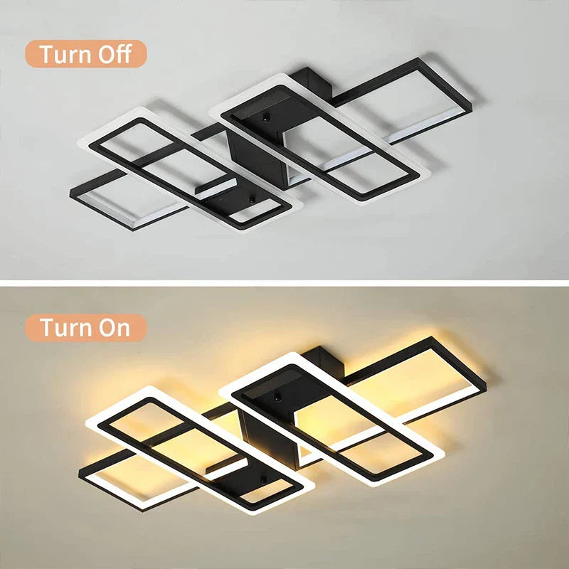 Modern LED Ceiling Fixture Large 110x70cm Gold