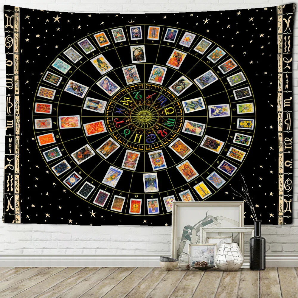 Decobites Zodiac Star Plate Mandala Tarot Tapestry for Aesthetics Home Decor