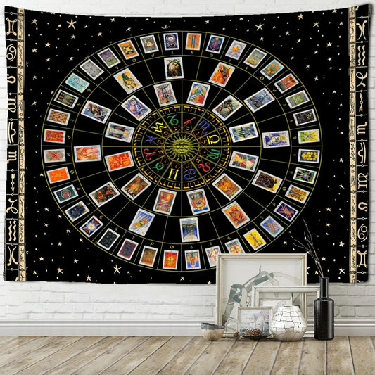 Decobites Zodiac Star Plate Mandala Tarot Tapestry for Aesthetics Home Decor