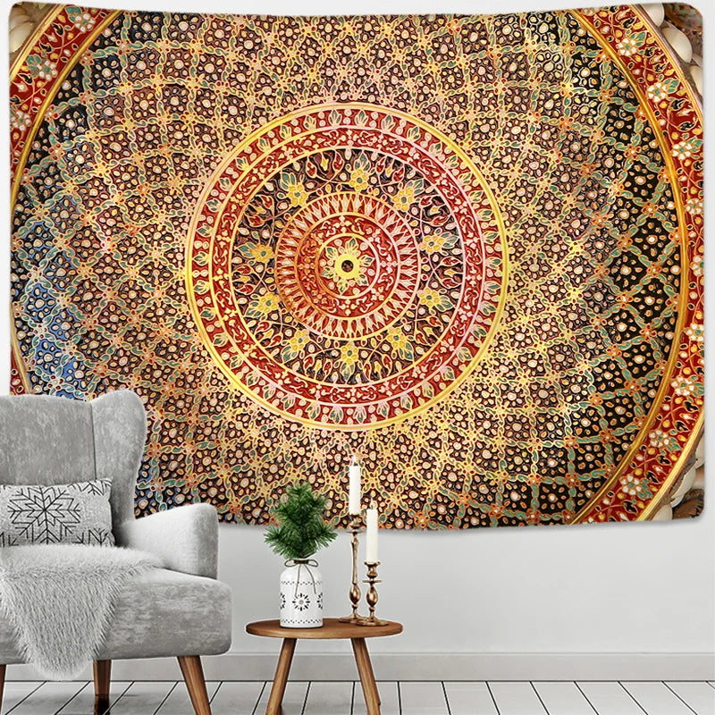 Decobites Floral Boho Mandala Tapestry Wall Hanging Hippie Psychedelic Carpet