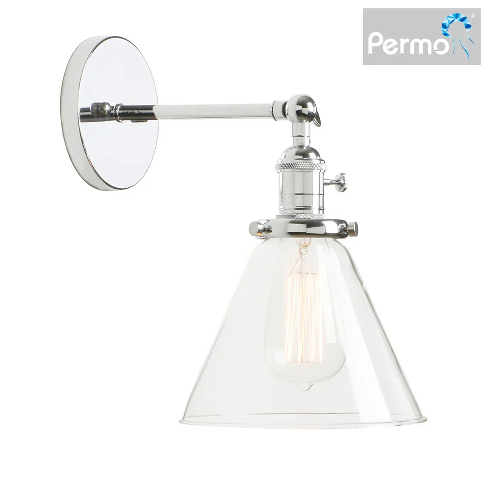 ديكوربايتس™ مصباح حائط زجاجي قمعي E27، تركيبات إضاءة حديثة لغرفة النوم