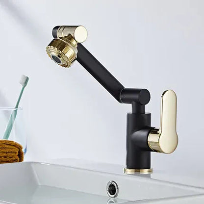 Grifo de baño DecorBites™ dorado y negro con mezclador de agua fría y caliente - Montaje sobre encimera