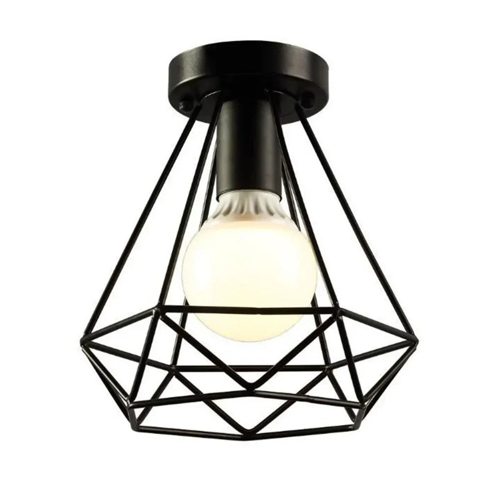 DecorBites™ Industrial Black Iron Cage Ceiling Light Flush Mount