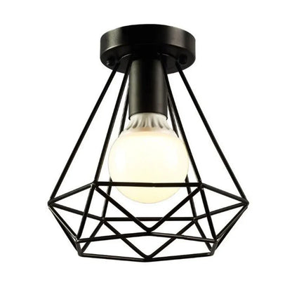 DecorBites™ Industrial Black Iron Cage Ceiling Light Flush Mount