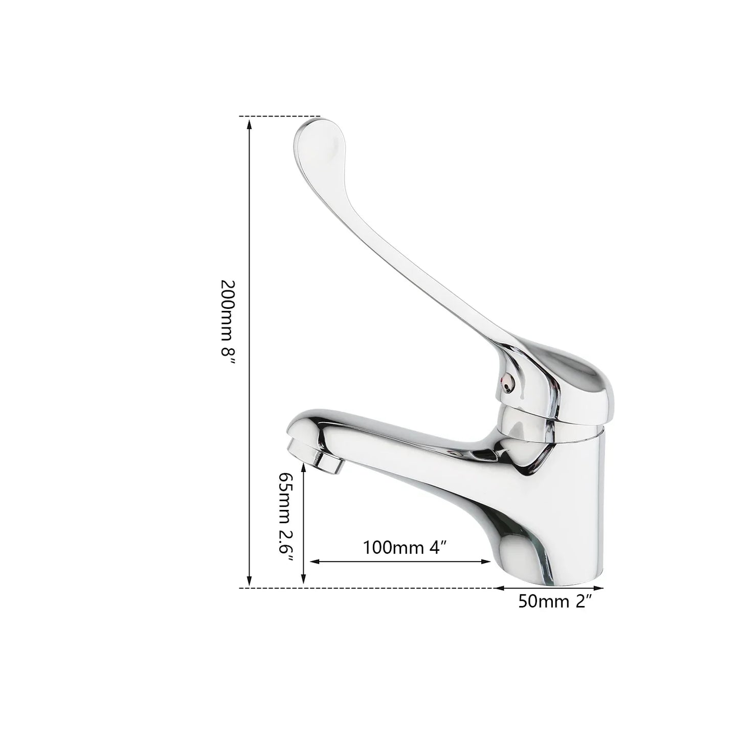 DecorBites™ Brass Long Handle Basin Faucet Mixer Tap Deck Mount Chrome Polished