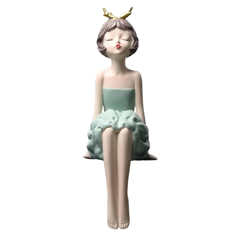 DecorBites™ Bowknot Girl Figurine: Modern Nordic Character Sculpture with Storage Box