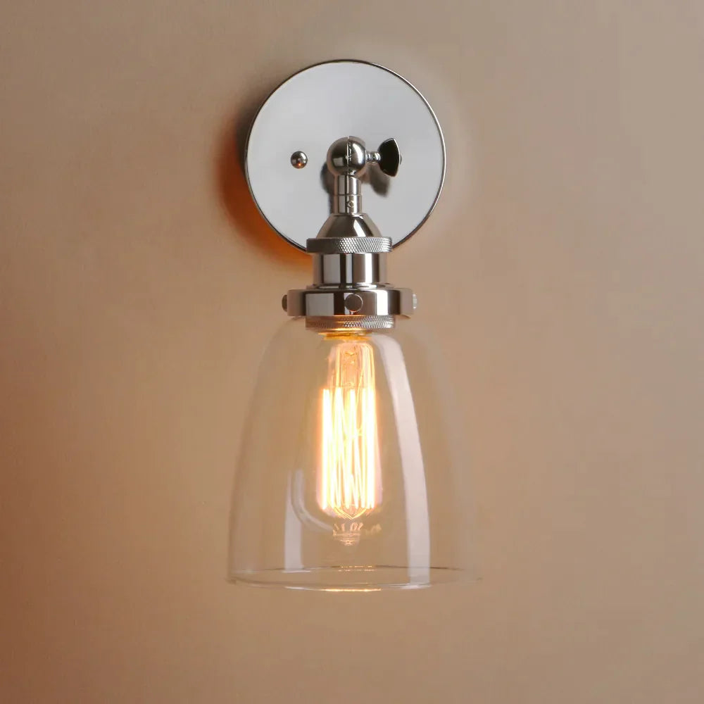 Decorbites™ Lámpara de Pared de Vidrio Transparente: Luminaria de Espejo Moderna para Decoración Vintage en Interiores