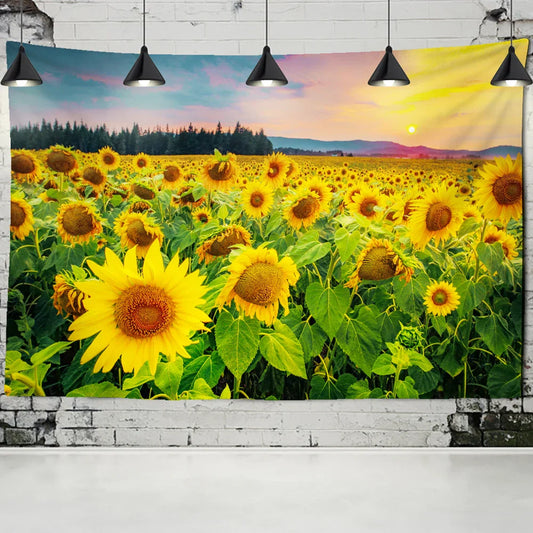 Sunflower Sunshine Tapestry by Decobites - Large Fabric Wall Hanging Decor for Bedroom