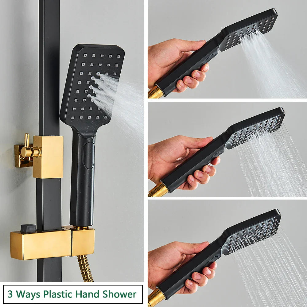 DecorBites™ Brass LCD Thermostatic Mixer Shower Set with Bidet and Tub Spout