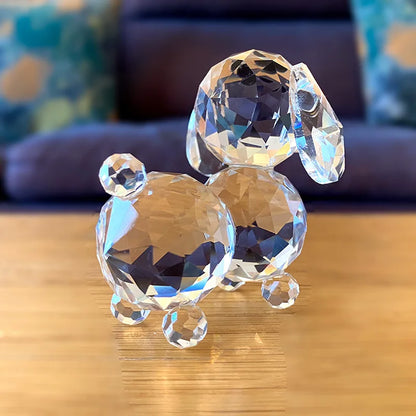 DecorBites™ Crystal Dog Figurine: Cut Glass Paperweight Ornament Statue, Kids Animal Gift