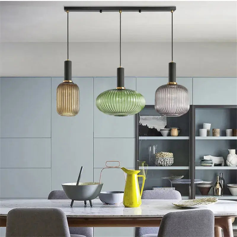 DecorBites™ Colorful Glass Pendant Lights for Retro Style