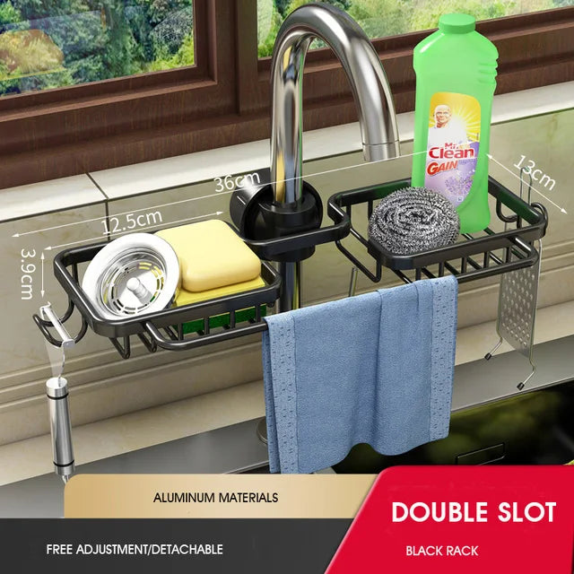 DecorBites™ Adjustable Kitchen Sink Rack with Soap Dish and Hooks