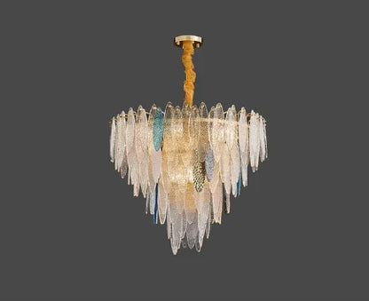 DecorBites™ LED Glass Metal Leaf Chandelier: Luxury Postmodern Lighting for Home Decor, Bedroom, Living Room